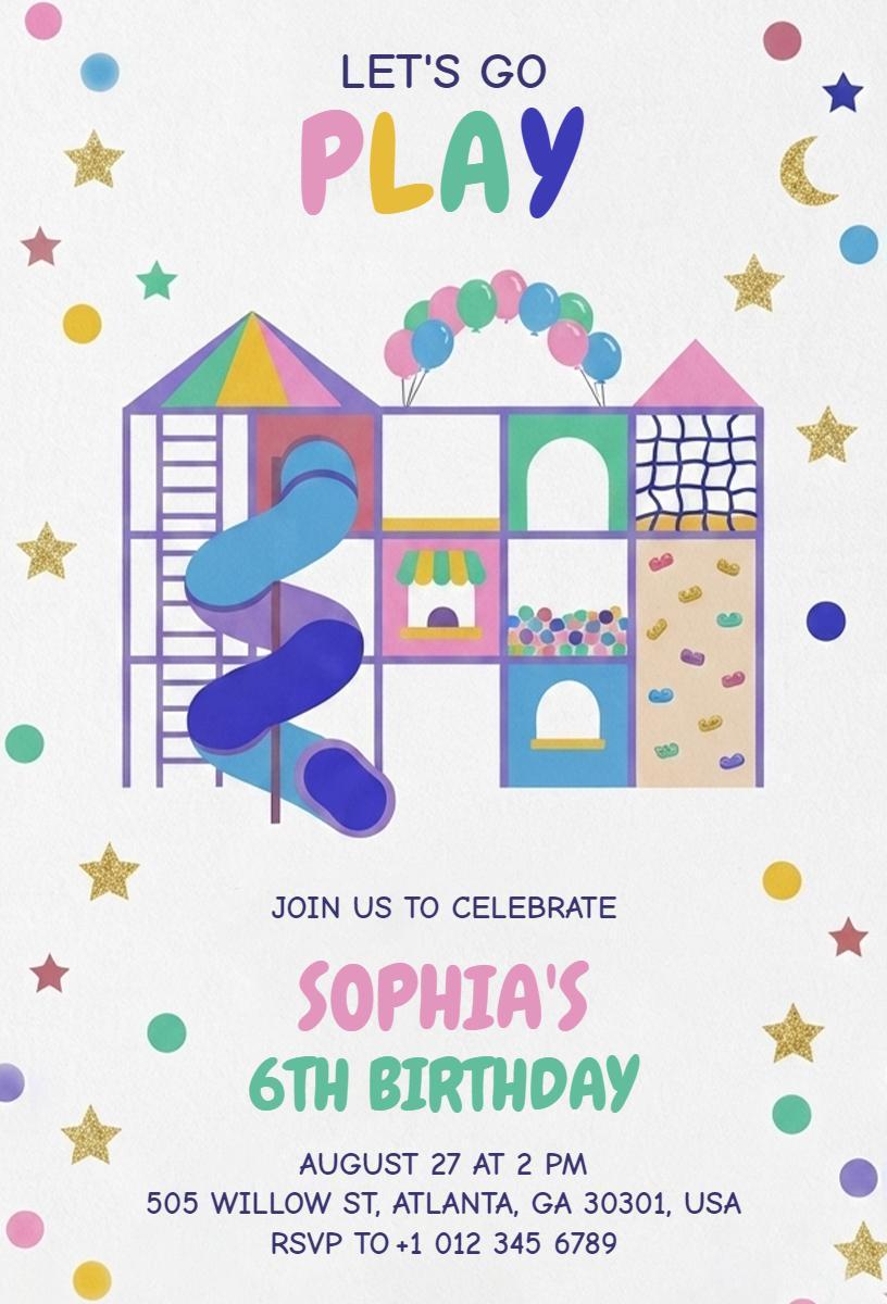 Fun Playful Colorful Kids Birthday Celebration Invitation Template