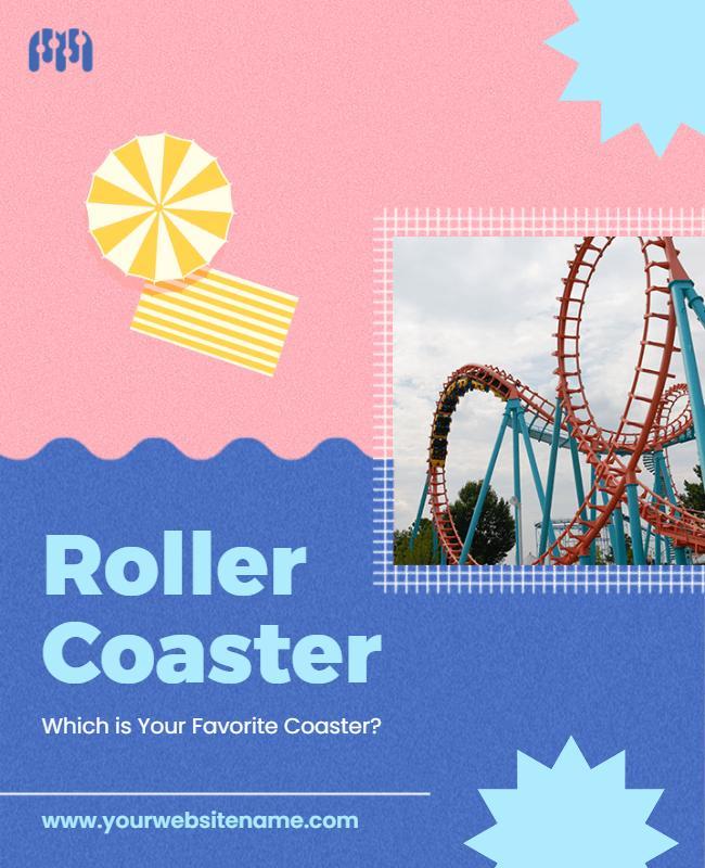 Fun Playful Roller Coaster Enthusiast Survey Poster Template
