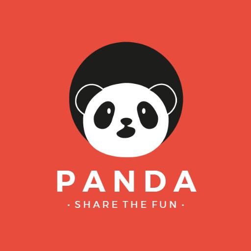 Fun Red Background with Playful Panda Design Logo Template