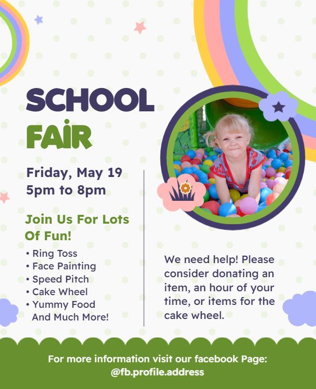 Fun School Fair Event Invitation Flyer Template