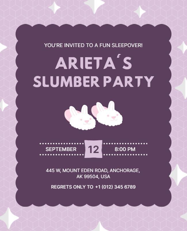 Fun Sleepover Slumber Party Invitation Flyer Template