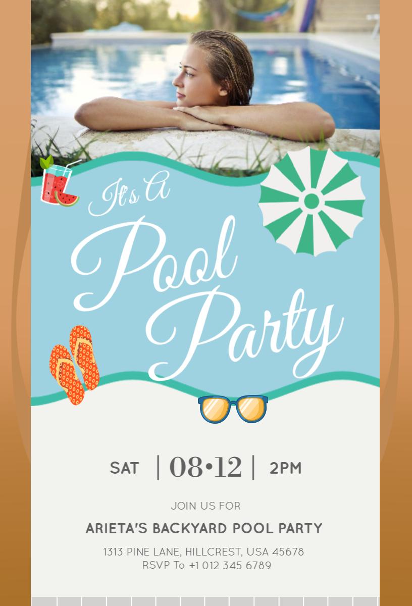 Fun Summer Backyard Pool Party Celebration Invitation Template