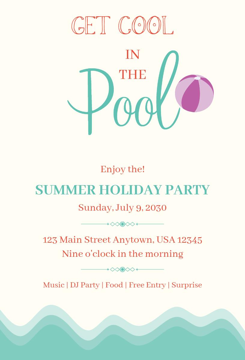 Fun Summer Poolside Holiday Party Celebration Invitation Template
