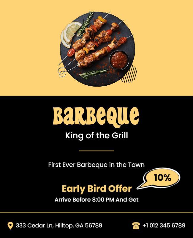 Fun Yellow Barbeque Culinary Experience Poster Template