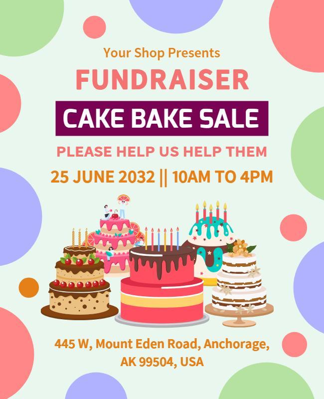 Fundraiser Cake Bake Sale Event Flyer Template