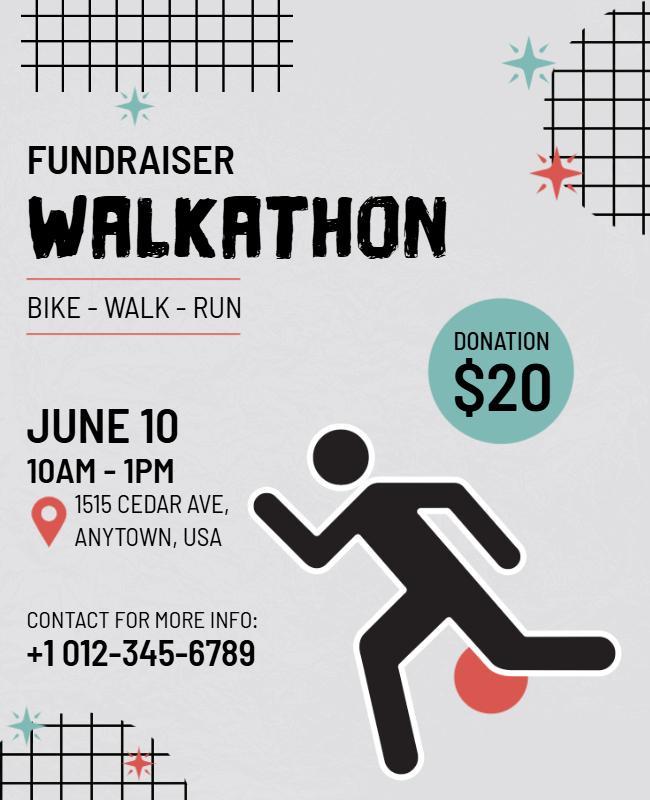 Fundraiser Charity Walkathon Event Flyers Template