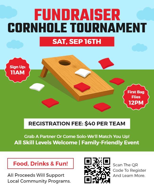 Fundraiser Cornhole Tournament Event Flyer Template