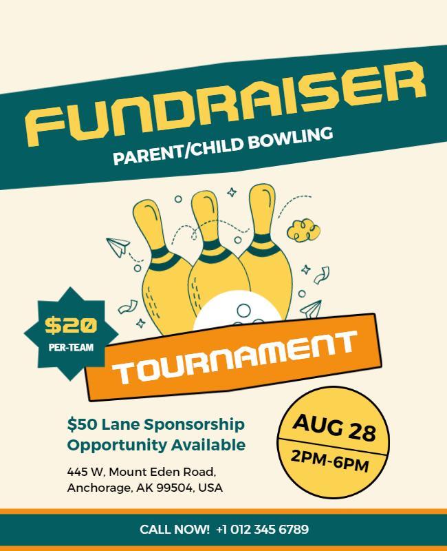 Fundraiser Parent Child Bowling Tournament Flyer Template