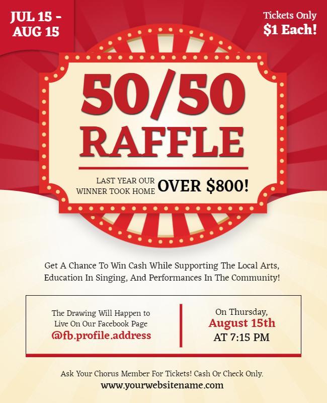 Fundraising 5050 Raffle Event Flyer Template