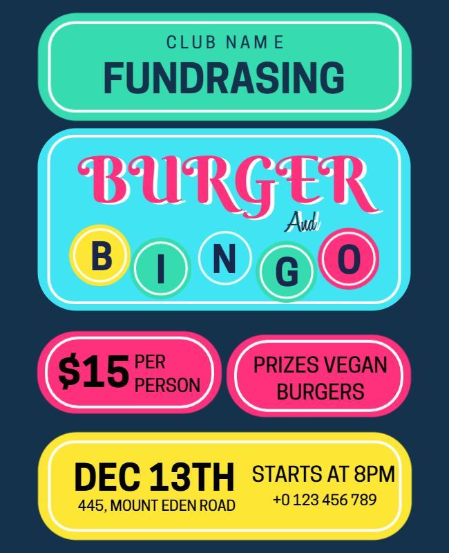 Fundrasing Burger Bingo Flyer Template