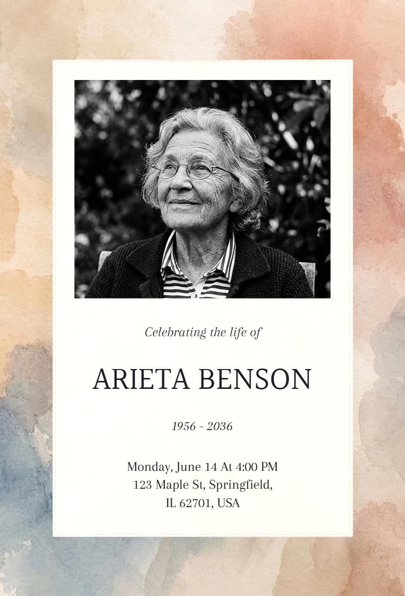 Funeral Ceremony Details Announcement Template
