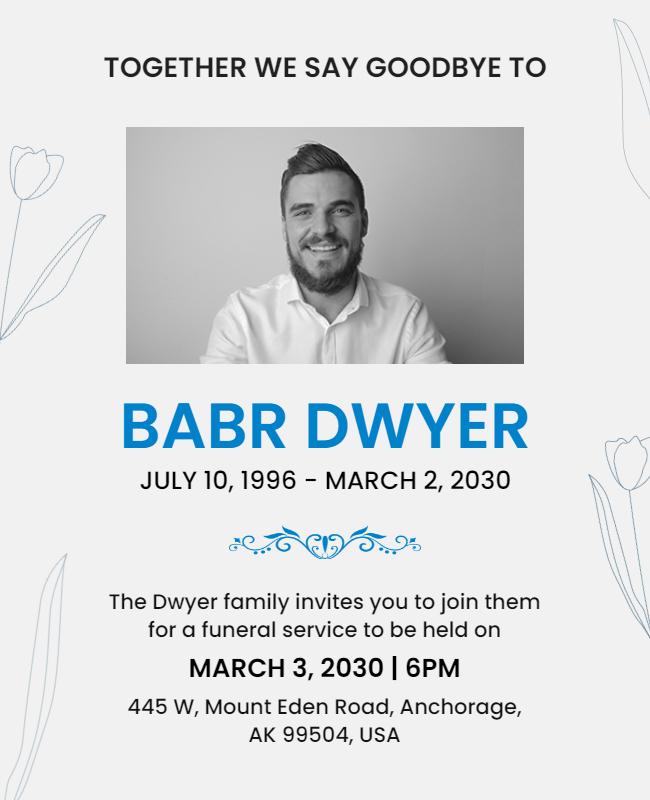 Funeral Service Memorial Invitation Flyer Template