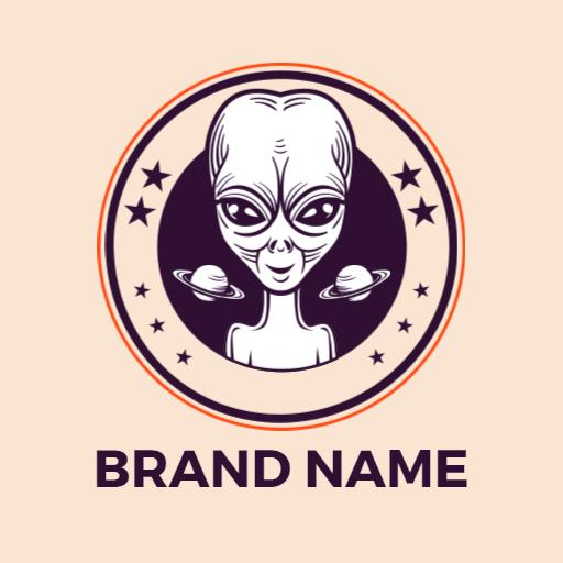 Funky Alien Character with Planetary Design Logo Template