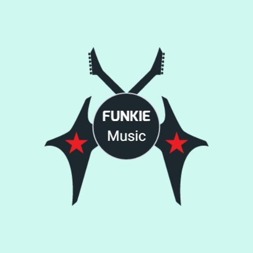Funky Black Guitar Design Representing a Band Logo Template