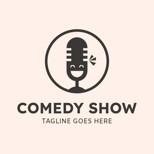 Funny Microphone Design with Laughter for Comedy Show Logo Template