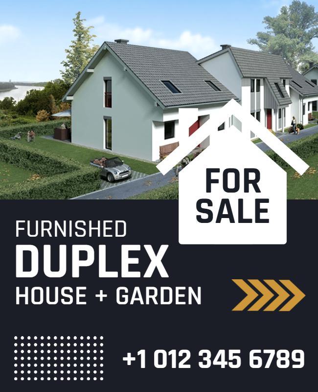 Furnished Duplex House and Garden for Sale Flyer Template