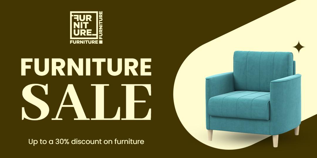 Furniture Sale with Modern Armchair on Brown Tarpaulins Banner Template