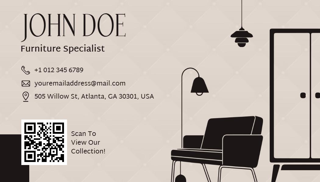 Furniture Specialist Contact Information Business Card Template