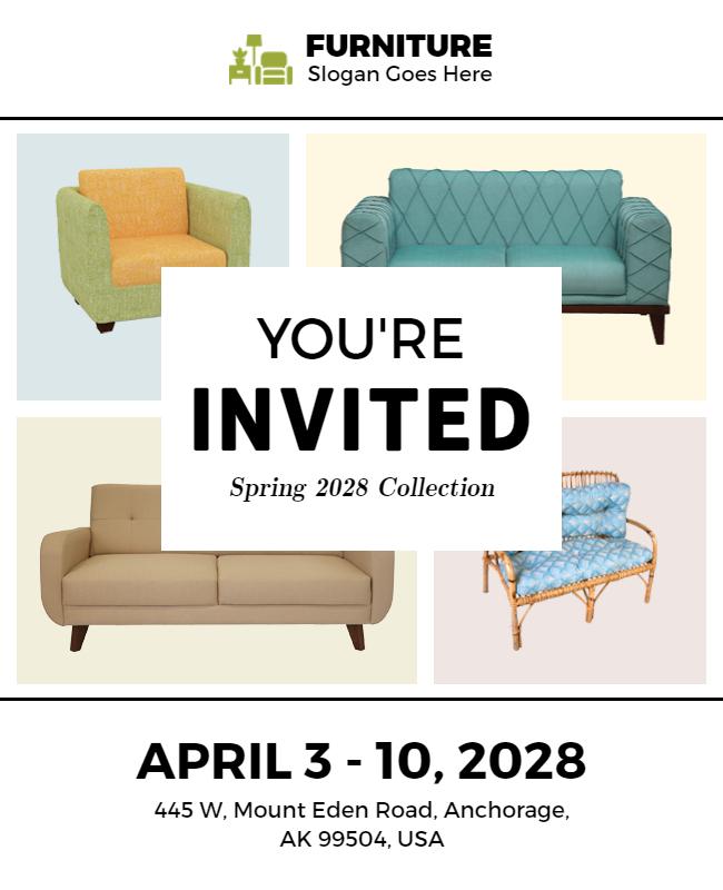 Furniture Spring Collection Invitation Flyer Template