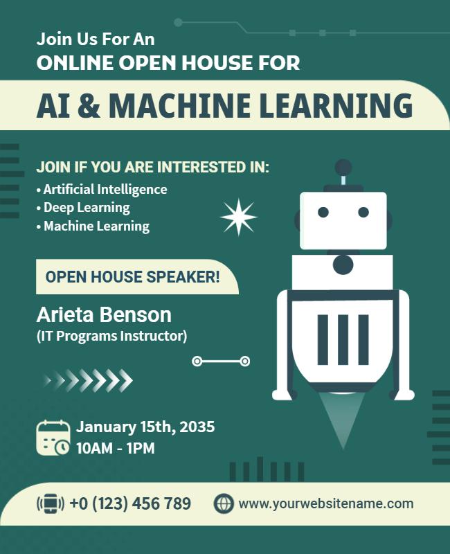 Futuristic AI and Machine Learning Online Open House Poster Template