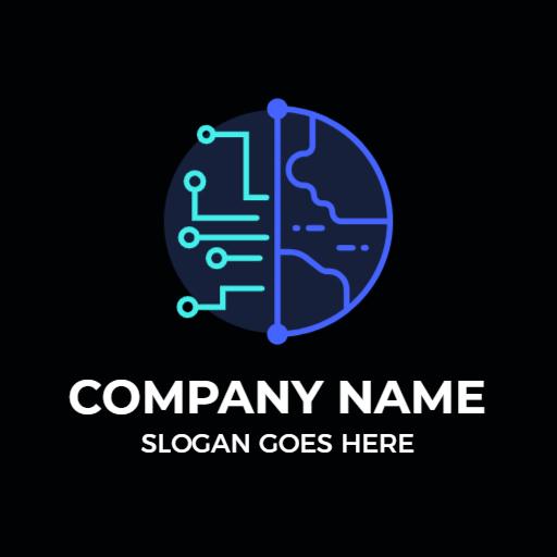 Futuristic Blue and Black Design Representing Network Systems Logo Template