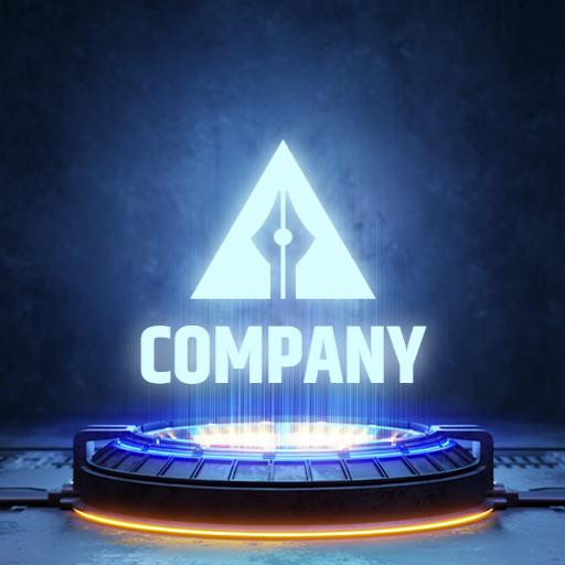 Futuristic Blue and Neon Design Highlighting Your Company Logo Template