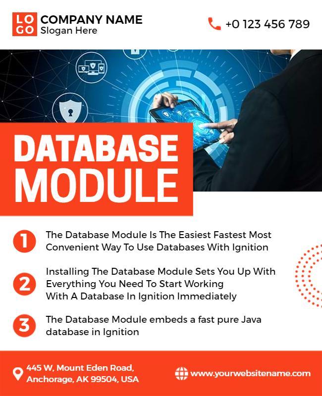 Futuristic Blue Database Module Technology Poster Template