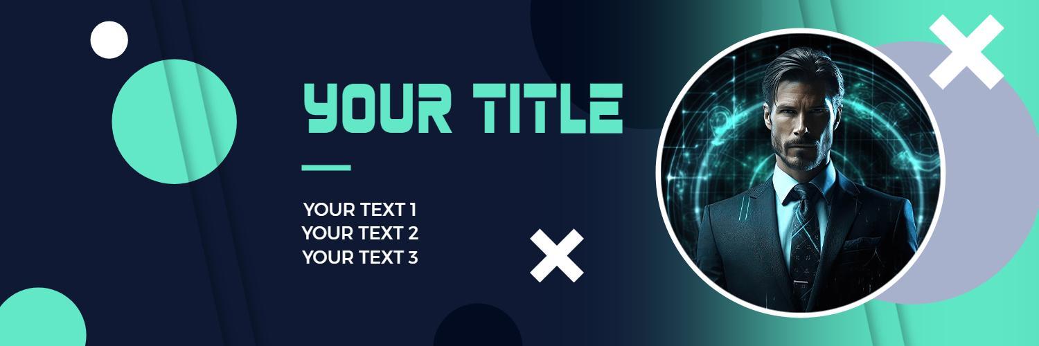 Futuristic Dark Blue Theme with Geometric Shapes Twitter Banner Template