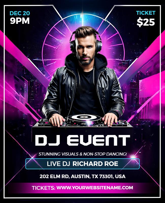 Futuristic Neon DJ Event with Stunning Visuals Poster Template