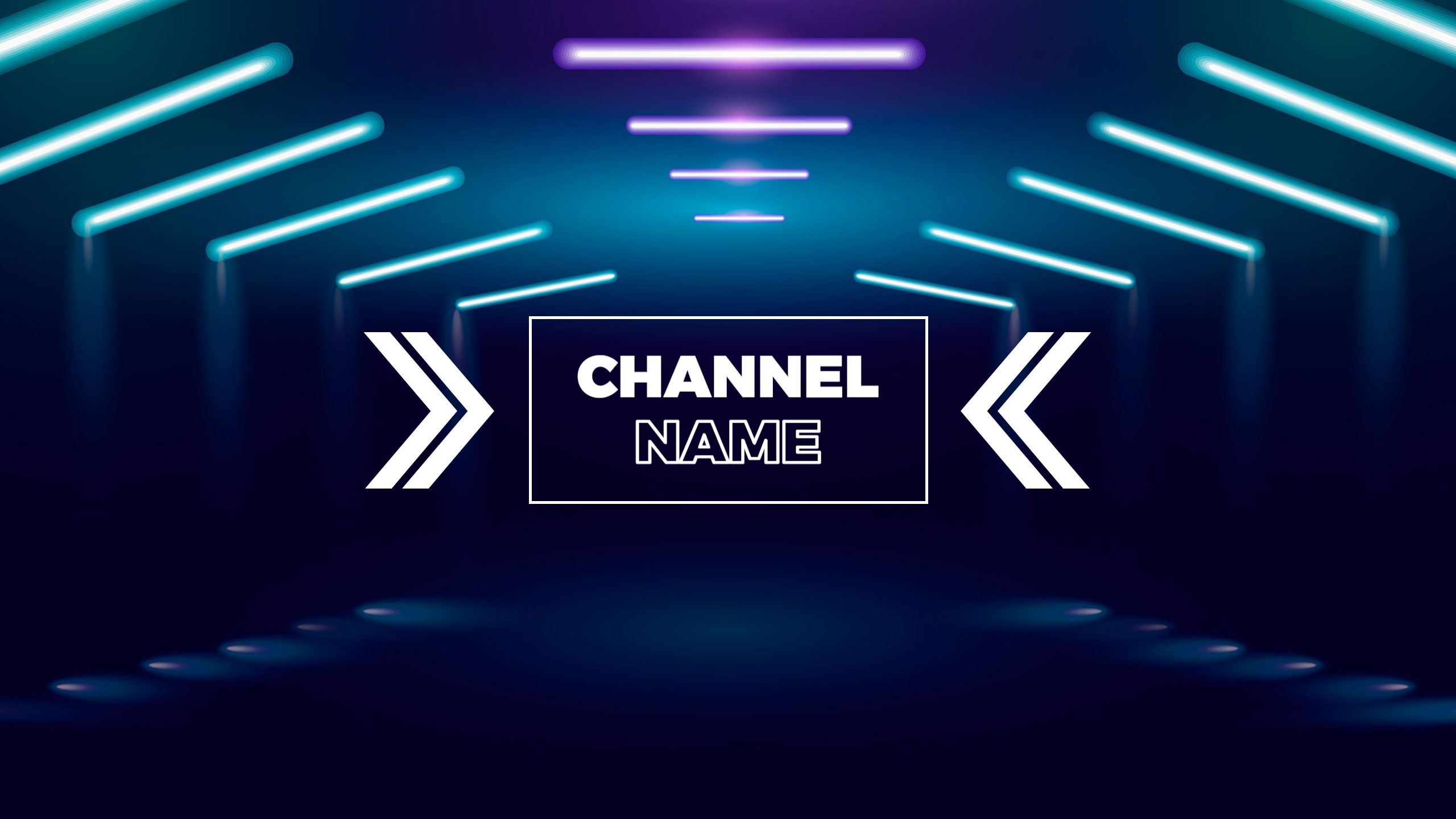 Futuristic Neon Lights Design for YouTube Channel Banner Template