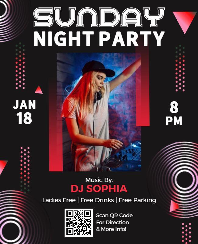Futuristic Neon Sunday Night DJ Party Flyer Template