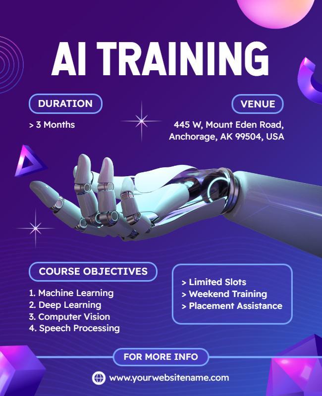 Futuristic Purple AI Training Course Poster Template
