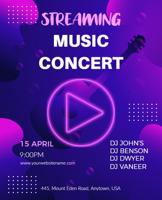 Futuristic Purple Streaming Music Concert Poster Template