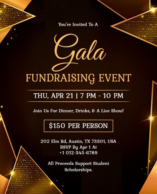 Gala Fundraising Event Invitation Flyer Template