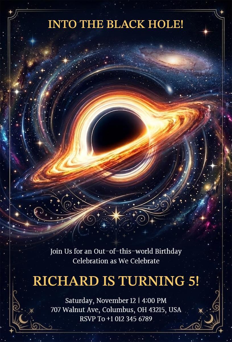 Galactic Adventure Space Birthday Bash Invitation Template