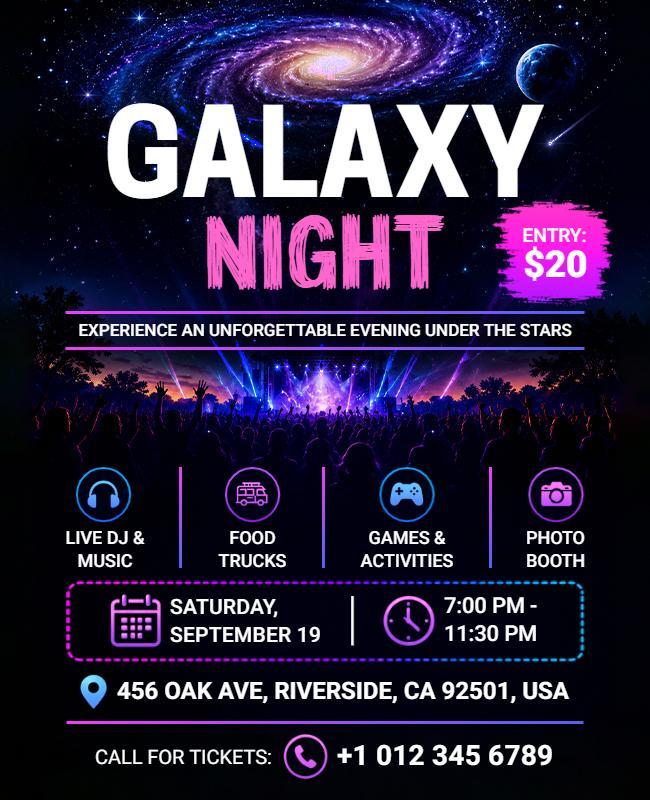 Galaxy Night Event Flyer Template