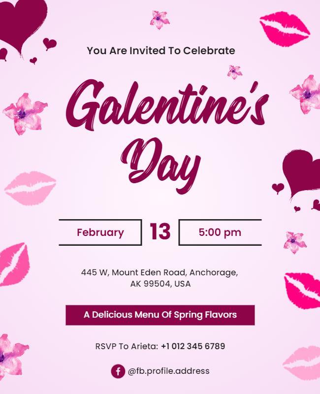 Galentines Day Celebration Invitation Flyer Template