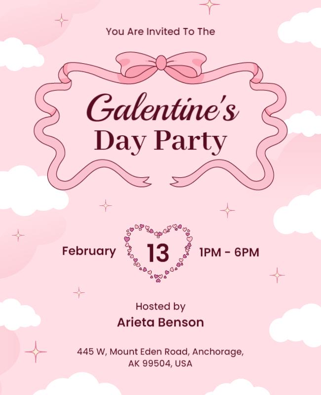 Galentines Day Celebration Party Flyer Template