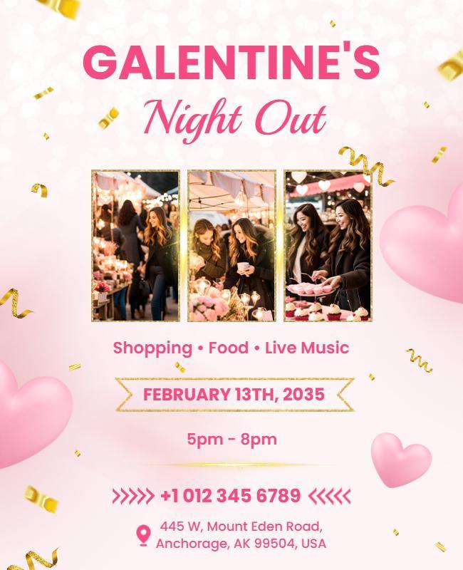 Galentines Night Out Celebration Flyer Template