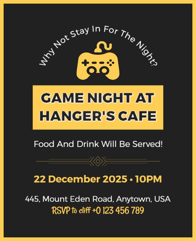 Game Night at Cafe Event Flyer Template