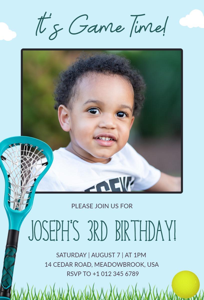 Game Time Sports Themed 3rd Birthday Celebration Invitation Template