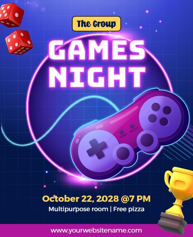 Games Night Event Flyer with Controller Graphic Template