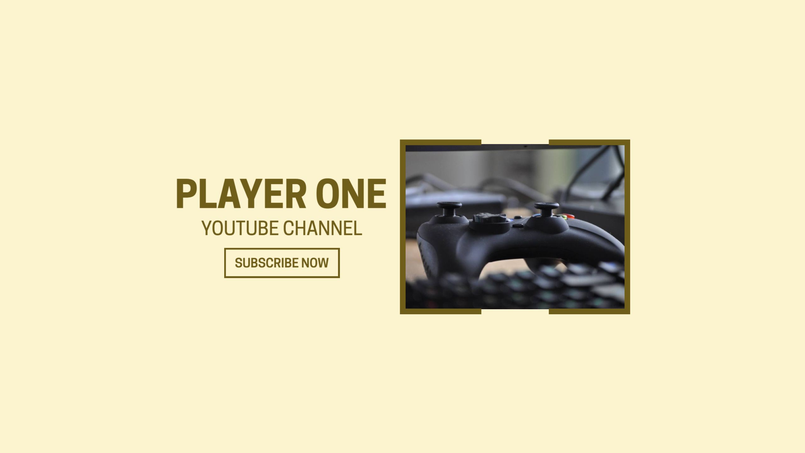 Gaming Controller Focused on Light Yellow Background Banner Template