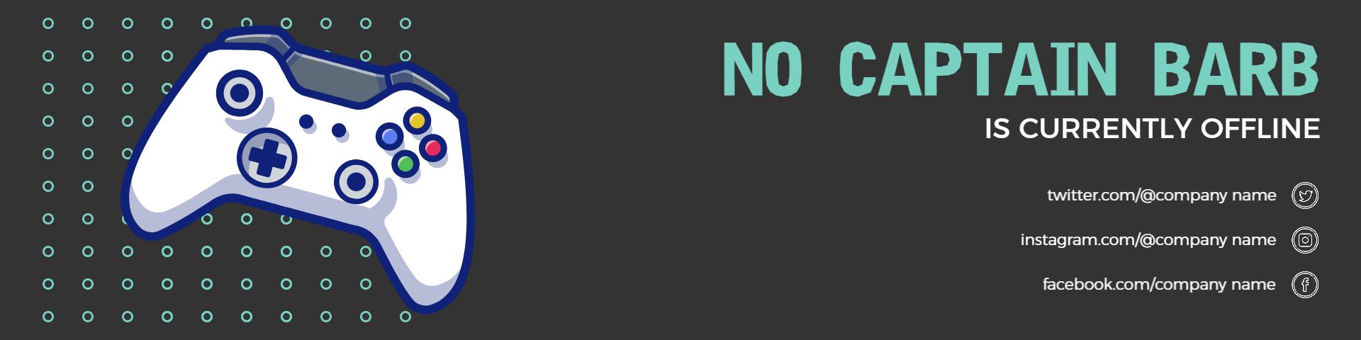Gaming Controller on a Dark Background Twitch Offline Banner Template