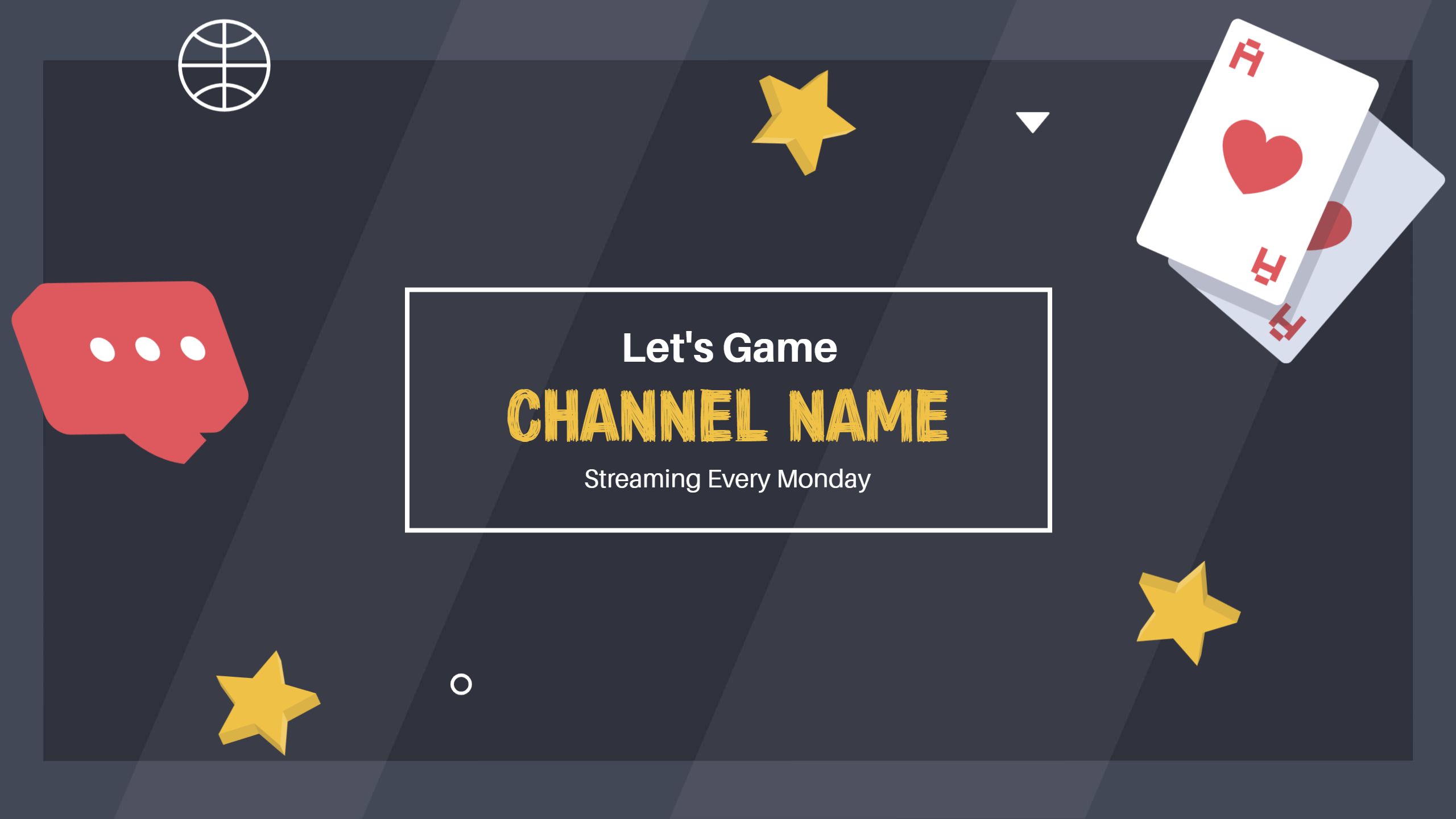 Gaming Theme with Stars and Cards for YouTube Banner Template