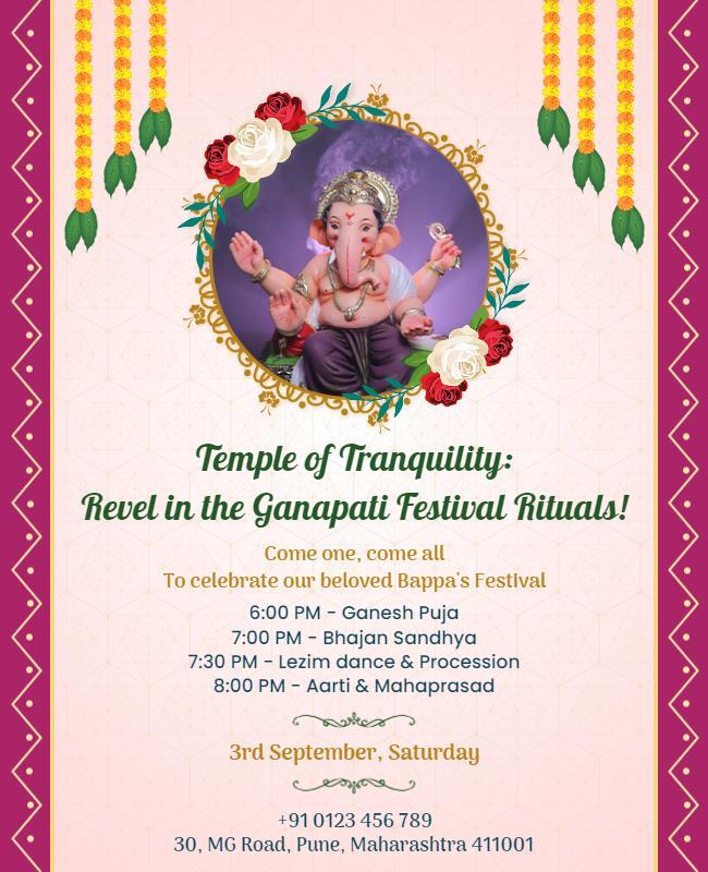 Ganapati Festival Celebration Event Flyer Template