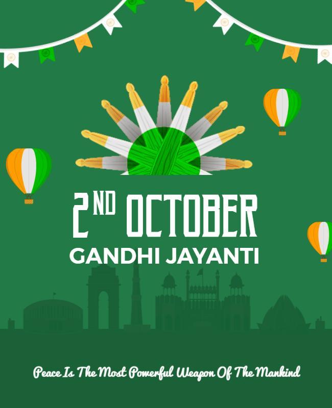 Vibrant Green Gandhi Jayanti Celebration Flyer Template