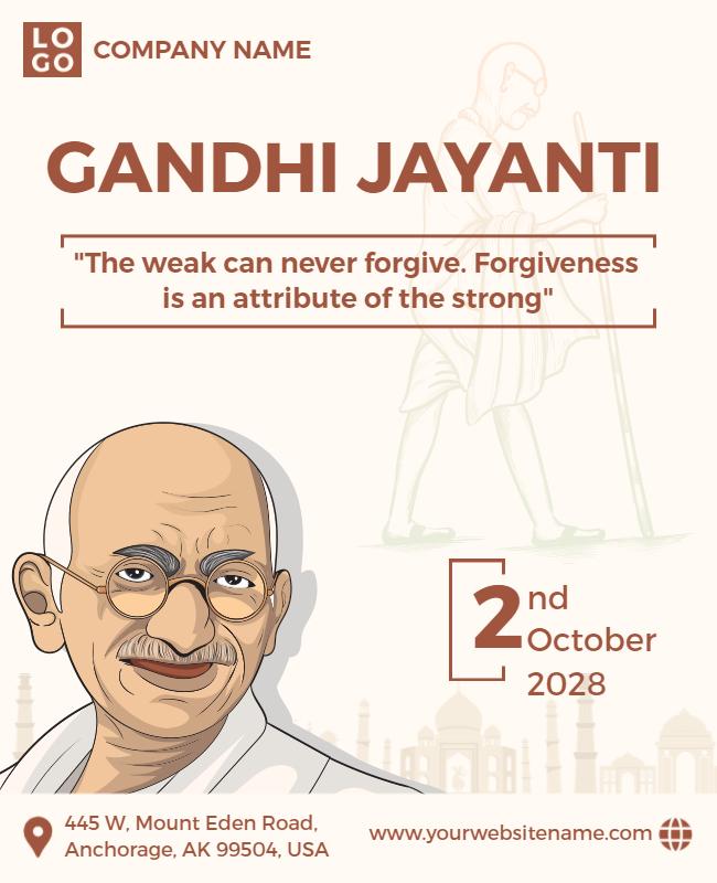 Artistic Tribute to Gandhi Jayanti Celebration Flyer Template