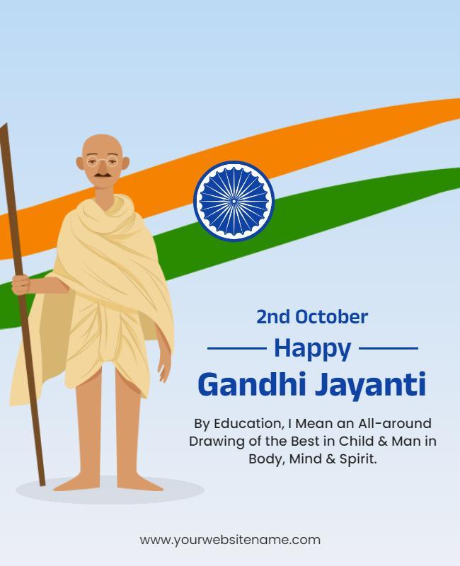 Illustrative Gandhi Jayanti Celebration Flyer Template