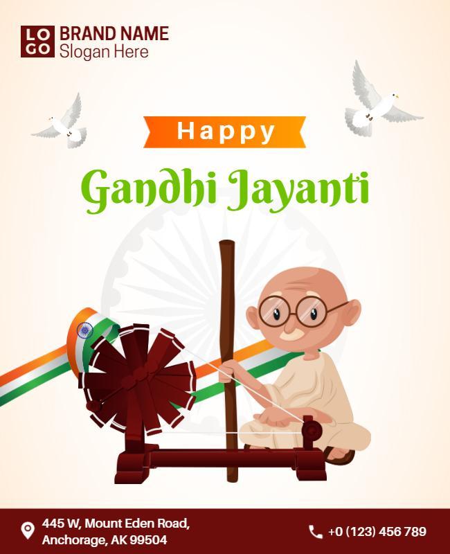 Festive Green Gandhi Jayanti Celebration Flyer Template